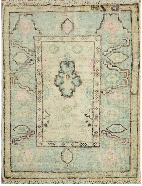 Vegetable Dye Oushak Turkish Accent Rug 2x3