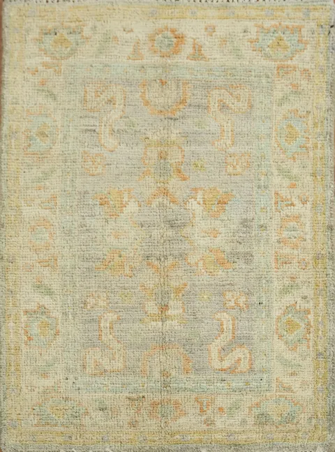 Vegetable Dye Oushak Turkish Foyer Rug 2x3