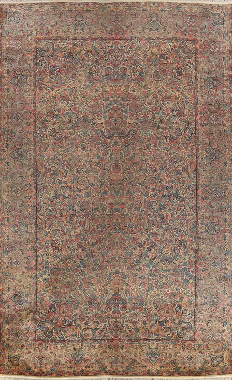 Pre-1900 Vegetable Dye Kerman Persian Large Rug 11x18