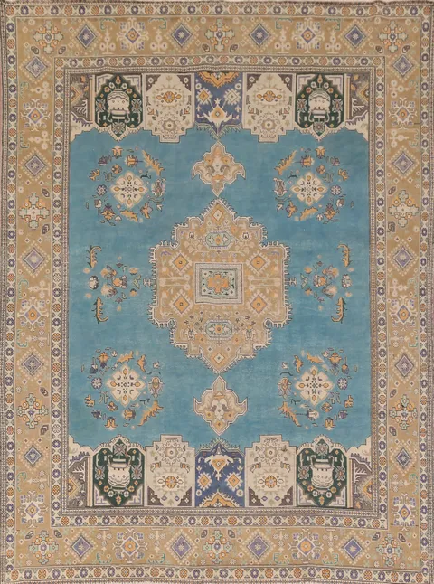 Blue Geometric Tabriz Persian Area Rug 9x12