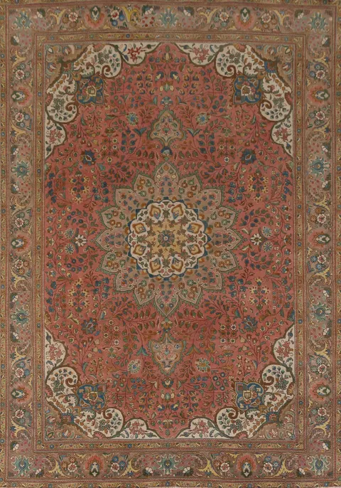 Handmade Pink Floral Tabriz Persian Area Rug 8x11