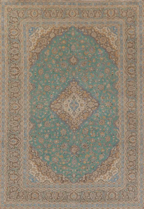 Traditional Wool Floral Mashad Persian Area Rug 9x13