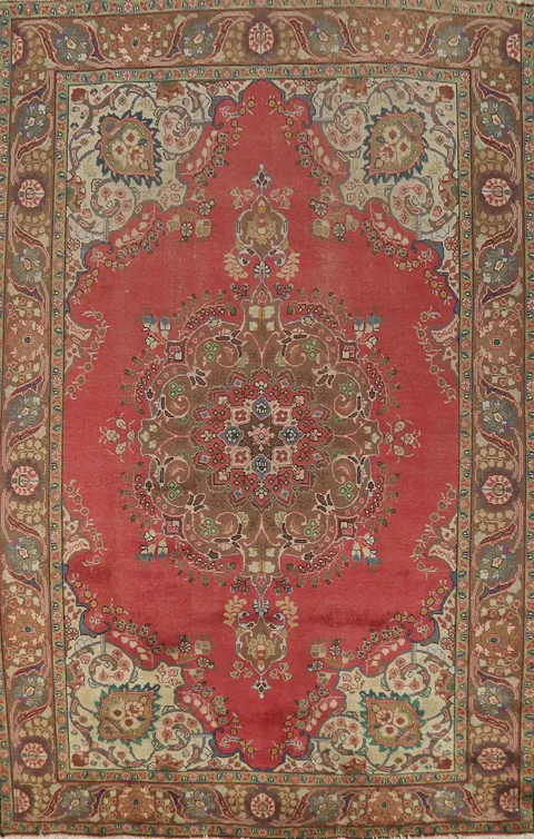 Vintage Wool Tabriz Persian Area Rug 7x10