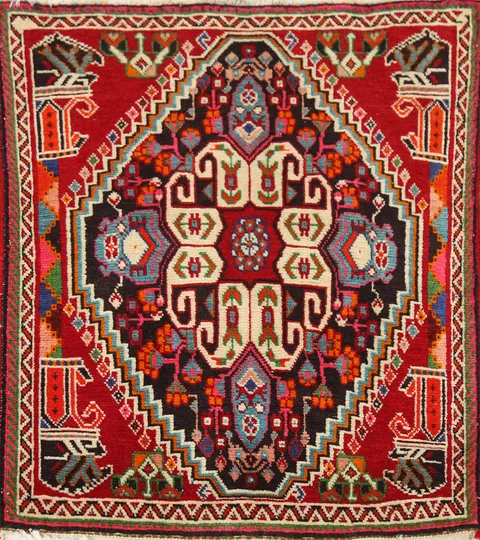 Geometric Wool Abadeh Persian Square Rug 2x2