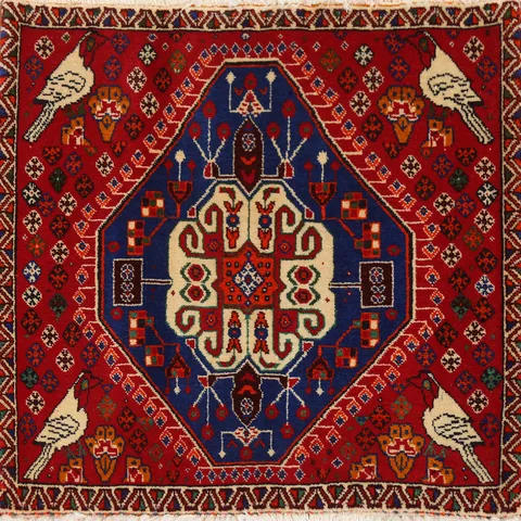 Square Wool Animals Abadeh Persian Rug 2x2