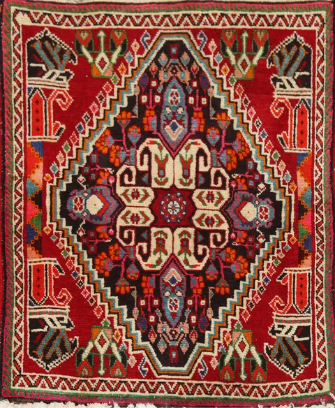 Handmade Wool Abadeh Persian Square Rug 2x2