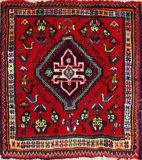 Handmade Square Wool Shiraz Persian Rug 2x2