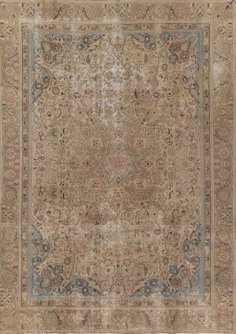 Vintage Wool Tabriz Persian Area Rug 9x12