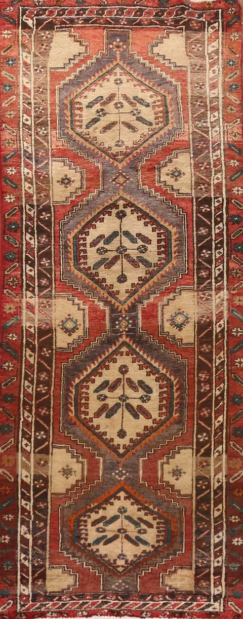 Vintage Wool Ardebil Persian Runner Rug 3x11