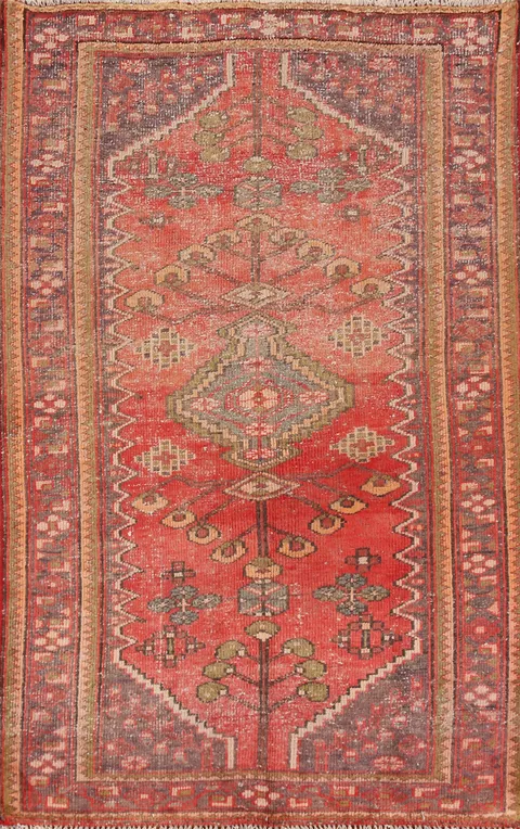 Geometric Wool Hamedan Persian Rug 4x6