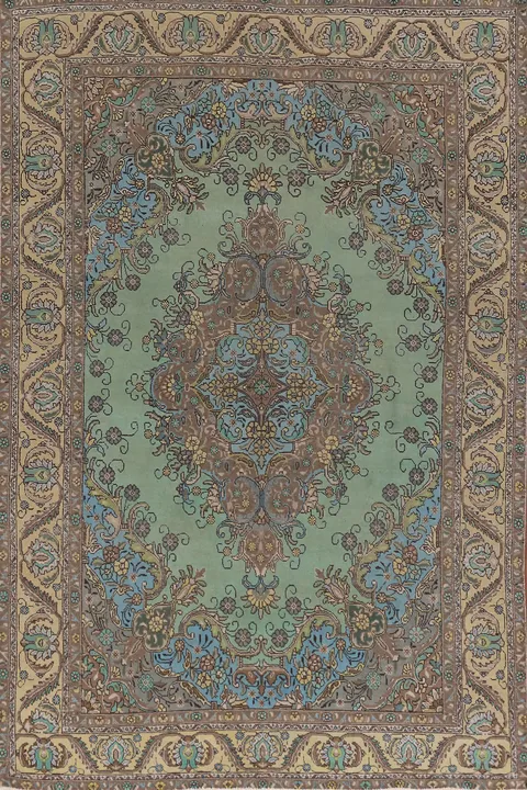 Green Wool Tabriz Persian Area Rug 8x11