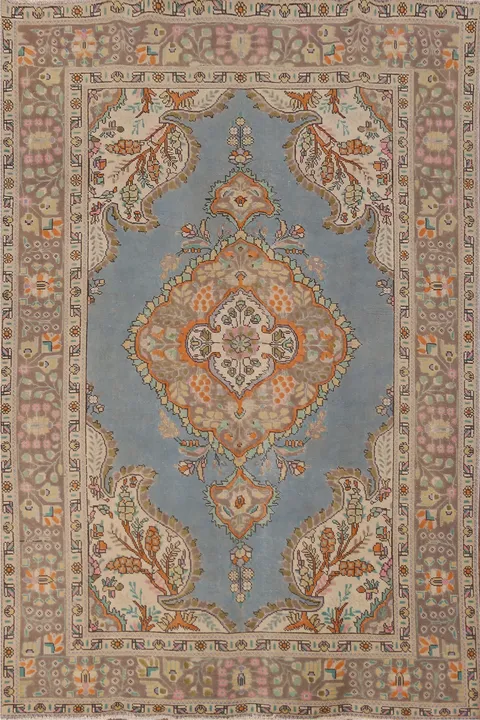 Traditional Blue Tabriz Persian Area Rug 7x9