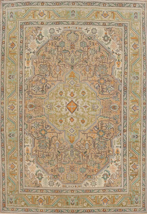 Geometric Wool Tabriz Persian Area Rug 8x11