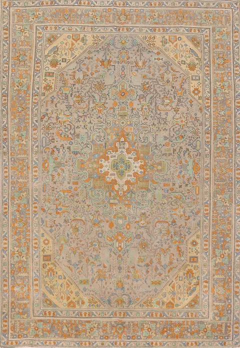 Geometric Wool Tabriz Persian Area Rug 8x11
