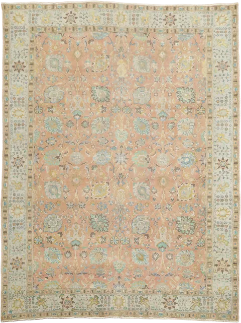 Handmade Floral Wool Tabriz Persian Area Rug 10x13