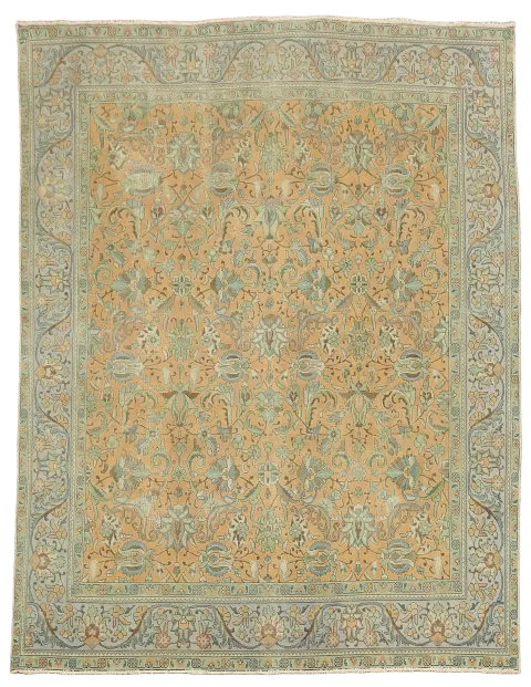 Terracotta Orange Vintage Tabriz Persian Area Rug 10x13