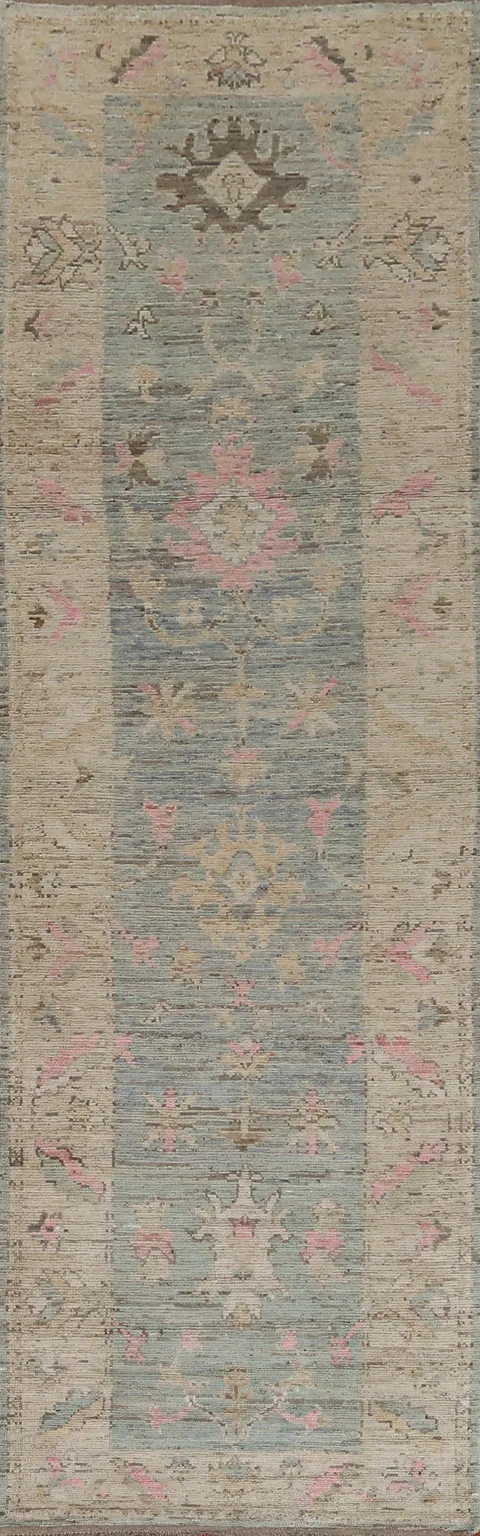 Vegetable Dye Oushak Turkish Runner Rug 3x15