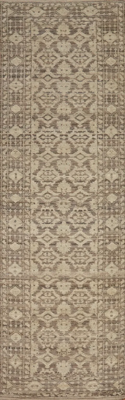 Vegetable Dye Oushak Turkish Runner Rug 3x15