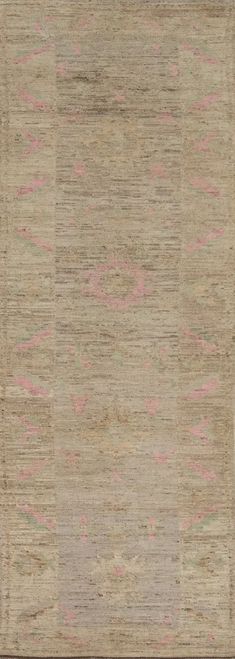 Vegetable Dye Oushak Turkish Runner Rug 3x13