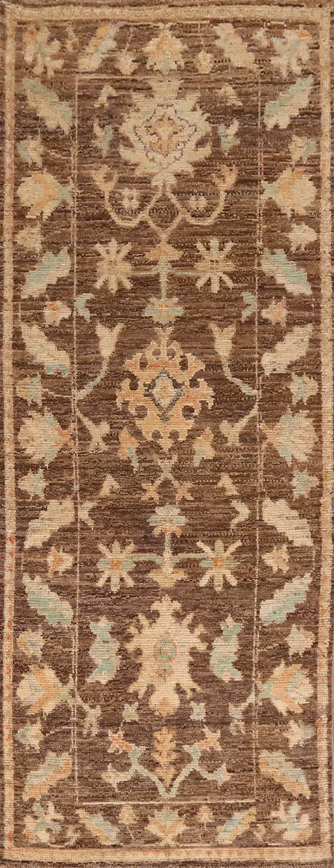 Vegetable Dye Oushak Turkish Runner Rug 3x10