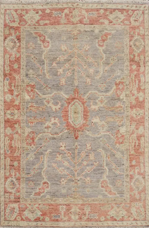 Vegetable Dye Wool Oushak Turkish Rug 4x6