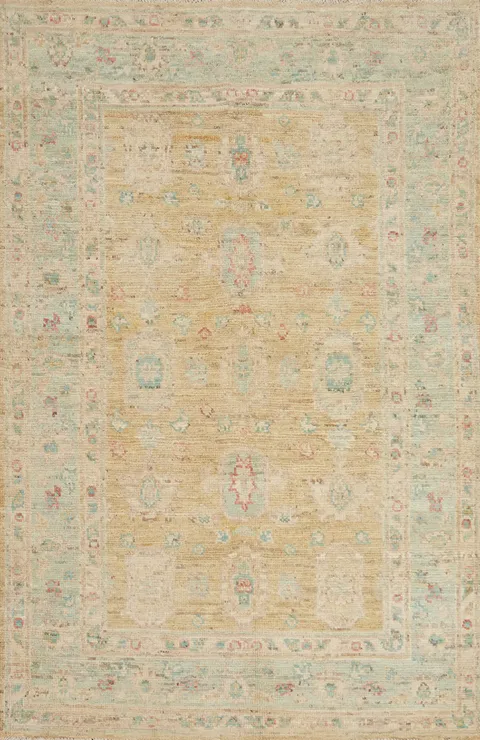Vegetable Dye Oushak Turkish Rug 4x6