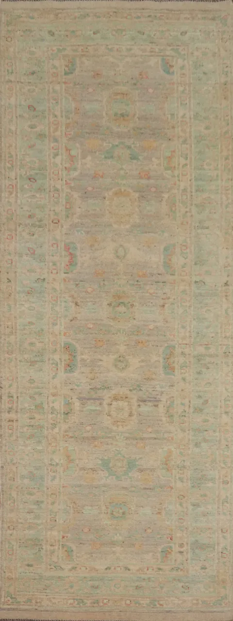 Vegetable Dye Oushak Turkish Runner Rug 3x10