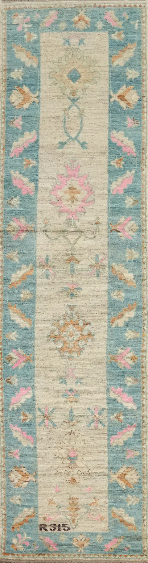 Vegetable Dye Oushak Turkish Runner Rug 3x16