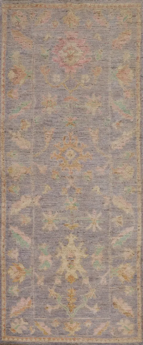 Vegetable Dye Lilac Oushak Turkish Runner Rug 3x10
