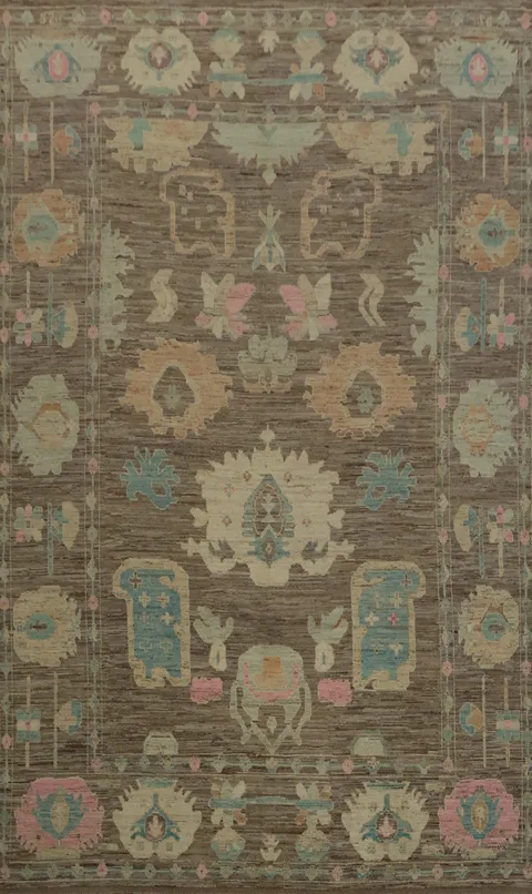 Classic Oushak Vegetable Dye Large Rug 12x18 with Rich Textured Details