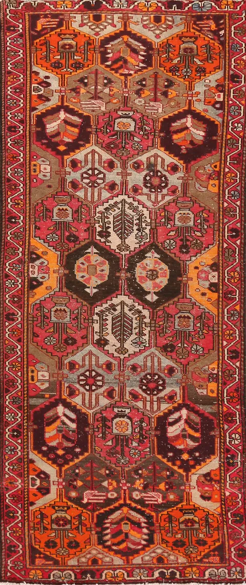 Handmade Wool Bakhtiari Persian Runner Rug 3x10