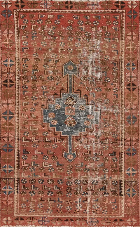 Geometric Wool Hamedan Persian Rug 4x6