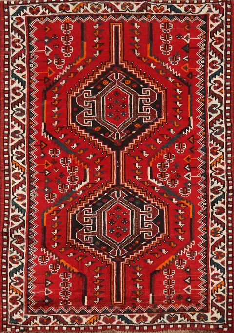 Handmade Wool Shiraz Persian Rug 4x5