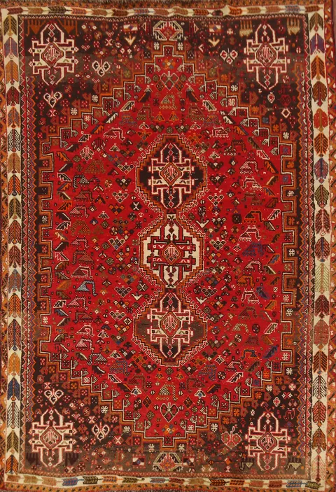 Tribal Geometric Qashqai Persian Area Rug 6x8