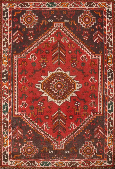 Tribal Geometric Shiraz Persian Rug 4x5