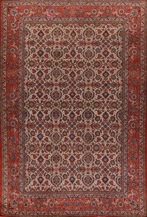 Vegetable Dye Floral Isfahan Persian Large Rug 11x16