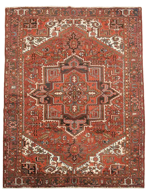 Handmade Wool Heriz Persian Area Rug 7x10