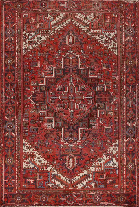 Vintage Red Heriz Persian Area Rug 8x11