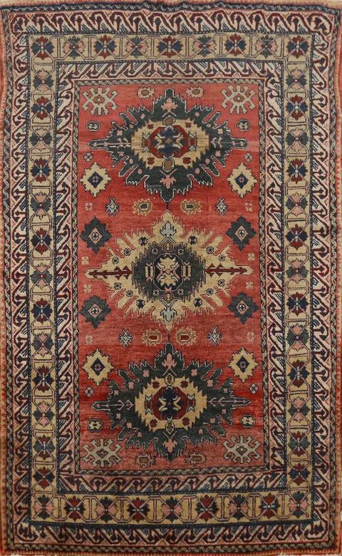 Antique Vegetable Dye Kazak Oriental Rug 4x6