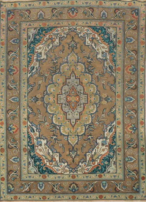 Traditional Brown Tabriz Persian Rug 5x6