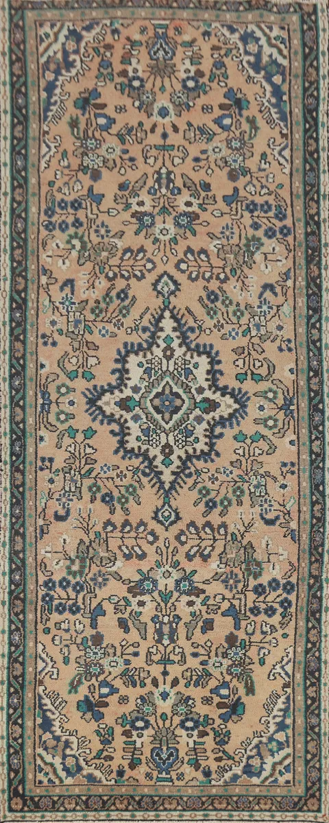 Vintage Wool Hamedan Persian Runner Rug 3x10