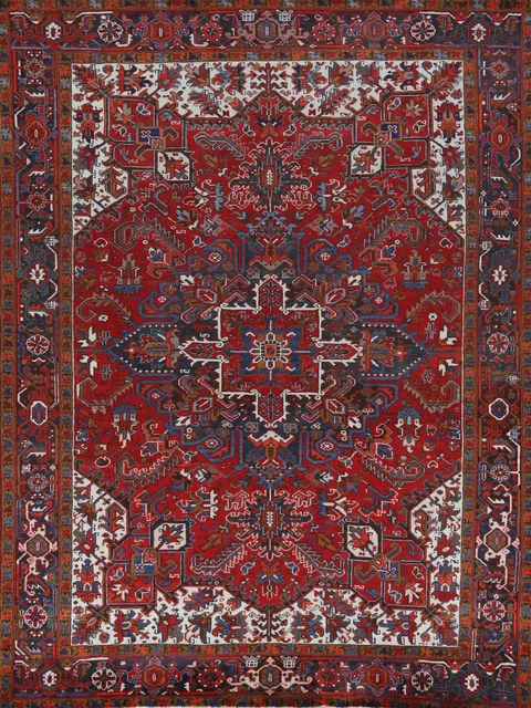 Vintage Geometric Heriz Persian Area Rug 8x10
