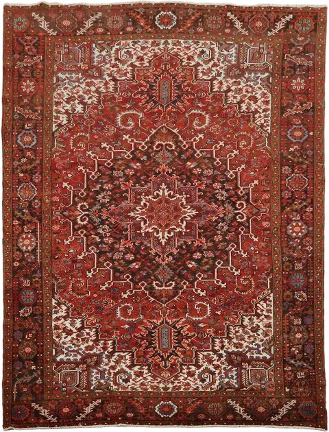 Handmade Geometric Heriz Persian Area Rug 9x11