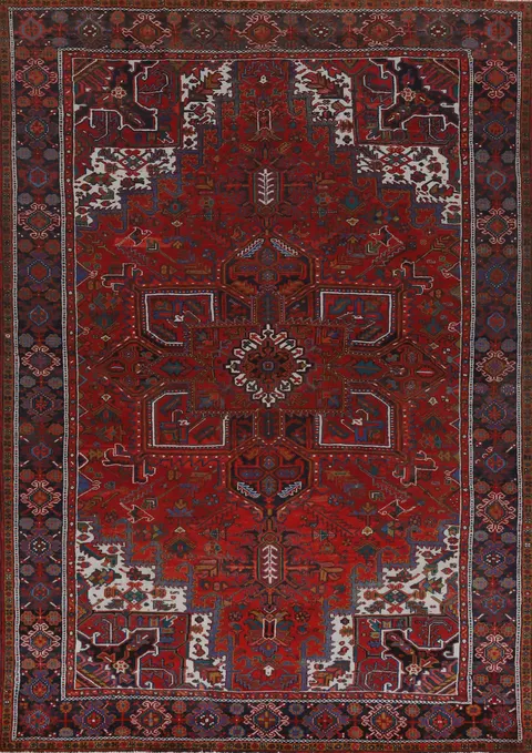 Geometric Wool Heriz Persian Area Rug 10x13