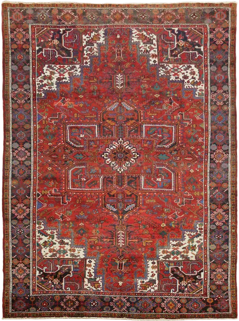 Geometric Wool Heriz Persian Area Rug 10x13