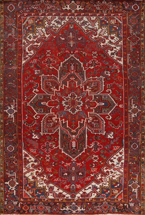 Geometric Red Heriz Persian Area Rug 8x11