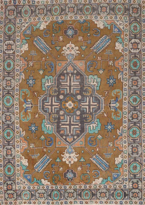 Geometric Wool Tabriz Persian Rug 5x6