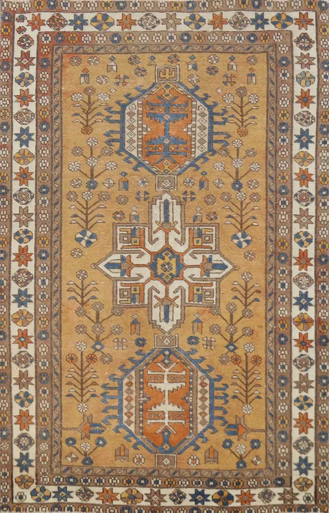 Handmade Wool Gharajeh Persian Rug 4x6