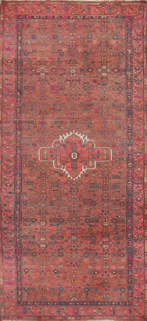 Geometric Hamedan Persian Runner Rug 4x9