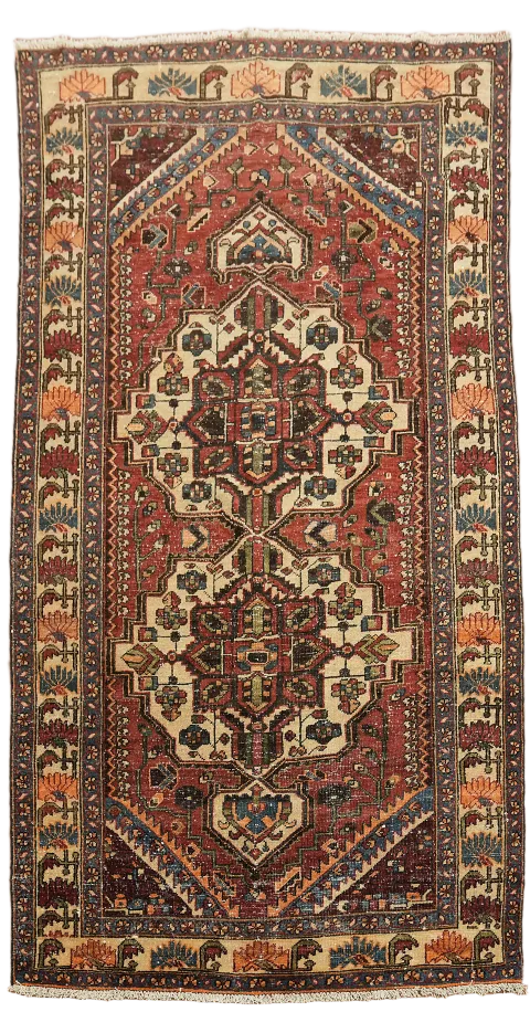 Vintage Tribal Bakhtiari Persian Rug with Dynamic Patterns and Rustic Appeal 5x10 ft